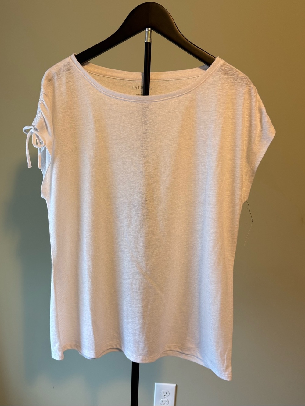 NWT TALBOTS Tie Sleeve Slub Tee SZ XL (21" P2P)